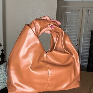 Tan Womens Soft Faux Leather Hobo Bag